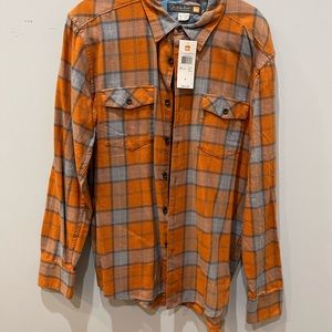 Quiksilver Waterman NWT plaid flannel. Large. Orange.
